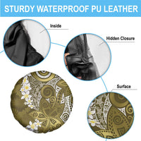 Gold Polynesian Tribal Frangipani Tropical Vibe Spare Tire Cover