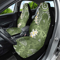Green Polynesian Tribal Frangipani Tropical Vibe Car Seat Cover