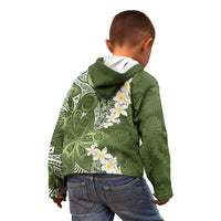 Green Polynesian Tribal Frangipani Tropical Vibe Kid Hoodie LT14 - Polynesian Pride