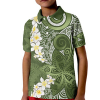 Green Polynesian Tribal Frangipani Tropical Vibe Kid Polo Shirt