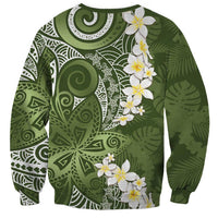 Green Polynesian Tribal Frangipani Tropical Vibe Sweatshirt