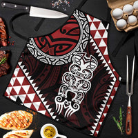Red Aotearoa Niho Taniwha Apron Maori Mythology Tooth - Taniko Motifs LT14 Red - Polynesian Pride