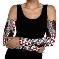 Red Aotearoa Niho Taniwha Arm Sleeves Maori Mythology Tooth - Taniko Motifs LT14 - Polynesian Pride