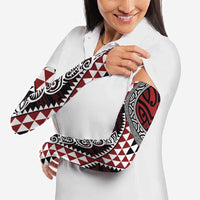 Red Aotearoa Niho Taniwha Arm Sleeves Maori Mythology Tooth - Taniko Motifs LT14 - Polynesian Pride