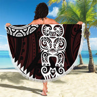 Red Aotearoa Niho Taniwha Beach Blanket Maori Mythology Tooth - Taniko Motifs LT14 - Polynesian Pride