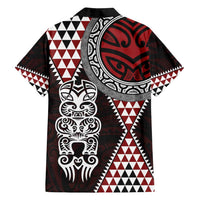 Red Aotearoa Niho Taniwha Family Matching Tank Maxi Dress and Hawaiian Shirt Maori Mythology Tooth - Taniko Motifs LT14 - Polynesian Pride