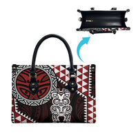 Red Aotearoa Niho Taniwha Leather Bag Maori Mythology Tooth - Taniko Motifs LT14 - Polynesian Pride