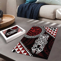 Red Aotearoa Niho Taniwha Puzzle Maori Mythology Tooth - Taniko Motifs - Polynesian Pride