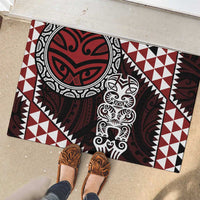 Red Aotearoa Niho Taniwha Rubber Doormat Maori Mythology Tooth - Taniko Motifs