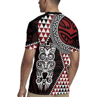 Red Aotearoa Niho Taniwha Rugby Jersey Maori Mythology Tooth - Taniko Motifs LT14 - Polynesian Pride