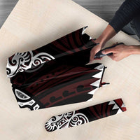 Red Aotearoa Niho Taniwha Umbrella Maori Mythology Tooth - Taniko Motifs LT14 - Polynesian Pride