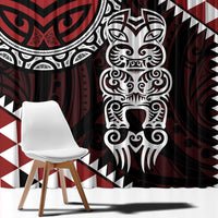 Red Aotearoa Niho Taniwha Window Curtain Maori Mythology Tooth - Taniko Motifs LT14 - Polynesian Pride