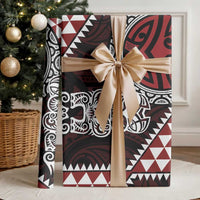 Red Aotearoa Niho Taniwha Wrapping Paper Maori Mythology Tooth - Taniko Motifs LT14 - Polynesian Pride