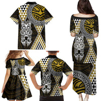 Yellow Aotearoa Niho Taniwha Family Matching Puletasi and Hawaiian Shirt Maori Mythology Tooth - Taniko Motifs LT14 - Polynesian Pride