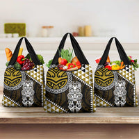 Yellow Aotearoa Niho Taniwha Grocery Bag Maori Mythology Tooth - Taniko Motifs