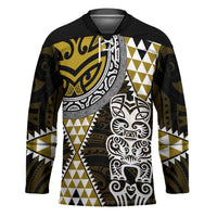 Yellow Aotearoa Niho Taniwha Hockey Jersey Maori Mythology Tooth - Taniko Motifs - Polynesian Pride