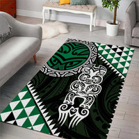 Green Aotearoa Niho Taniwha Area Rug Maori Mythology Tooth - Taniko Motifs LT14 - Polynesian Pride