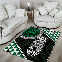 Green Aotearoa Niho Taniwha Area Rug Maori Mythology Tooth - Taniko Motifs LT14 - Polynesian Pride