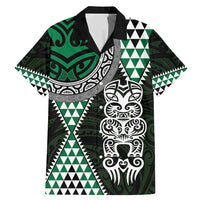 Green Aotearoa Niho Taniwha Family Matching Mermaid Dress and Hawaiian Shirt Maori Mythology Tooth - Taniko Motifs LT14 Dad's Shirt - Short Sleeve Green - Polynesian Pride