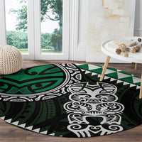 Green Aotearoa Niho Taniwha Round Carpet Maori Mythology Tooth - Taniko Motifs LT14 - Polynesian Pride