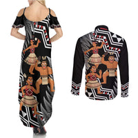 Aotearoa Kapa Haka Couples Matching Summer Maxi Dress and Long Sleeve Button Shirt 2025 Festival - Traditional Maori Dance