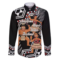 Aotearoa Kapa Haka Family Matching Short Sleeve Bodycon Dress and Hawaiian Shirt 2025 Festival - Traditional Maori Dance LT14 Dad's Shirt - Long Sleeve Black - Polynesian Pride