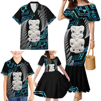 Aotearoa Taniko Paua Shell With Hei Tiki Family Matching Mermaid Dress and Hawaiian Shirt LT14 - Polynesian Pride