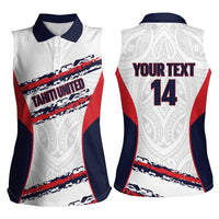 AS Venus Tahiti Football Custom Women Sleeveless Polo Shirt Go Champions Polynesian Pattern
