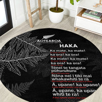 Custom New Zealand Haka Rugby Round Carpet 2024 Pacific Go Black Silver Fern LT14 Black - Polynesian Pride
