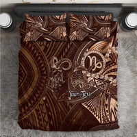 Personalised Polynesia Zodiac Capricorn Bedding Set Galaxy Polynesian Pattern Chest Tattoo Style