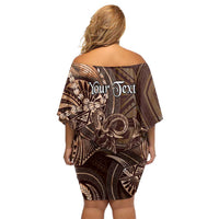 Personalised Polynesia Zodiac Capricorn Family Matching Off Shoulder Short Dress and Hawaiian Shirt Galaxy Polynesian Pattern Chest Tattoo Style