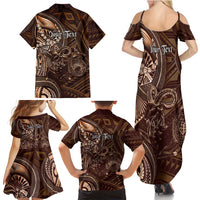 Personalised Polynesia Zodiac Capricorn Family Matching Summer Maxi Dress and Hawaiian Shirt Galaxy Polynesian Pattern Chest Tattoo Style