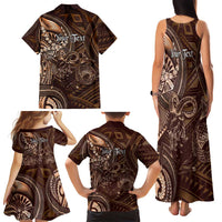 Personalised Polynesia Zodiac Capricorn Family Matching Tank Maxi Dress and Hawaiian Shirt Galaxy Polynesian Pattern Chest Tattoo Style