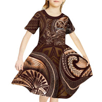 Personalised Polynesia Zodiac Capricorn Kid Short Sleeve Dress Galaxy Polynesian Pattern Chest Tattoo Style
