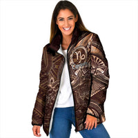 Personalised Polynesia Zodiac Capricorn Padded Jacket Galaxy Polynesian Pattern Chest Tattoo Style