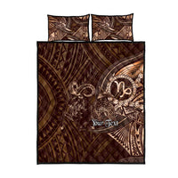 Personalised Polynesia Zodiac Capricorn Quilt Bed Set Galaxy Polynesian Pattern Chest Tattoo Style