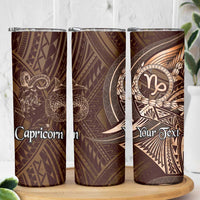 Personalised Polynesia Zodiac Capricorn Skinny Tumbler Galaxy Polynesian Pattern Chest Tattoo Style