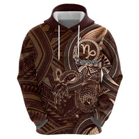 Personalised Polynesia Zodiac Capricorn Zip Hoodie Galaxy Polynesian Pattern Chest Tattoo Style