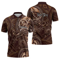 Personalised Polynesia Zodiac Capricorn Zipper Polo Shirt Galaxy Polynesian Pattern Chest Tattoo Style