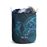 Personalised Polynesia Zodiac Pisces Laundry Basket Galaxy Polynesian Pattern Chest Tattoo Style