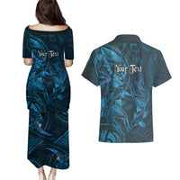 Personalised Polynesia Zodiac Pisces Couples Matching Puletasi and Hawaiian Shirt Galaxy Polynesian Pattern Chest Tattoo Style