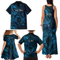 Personalised Polynesia Zodiac Pisces Family Matching Tank Maxi Dress and Hawaiian Shirt Galaxy Polynesian Pattern Chest Tattoo Style