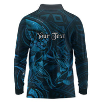 Personalised Polynesia Zodiac Pisces Long Sleeve Polo Shirt Galaxy Polynesian Pattern Chest Tattoo Style