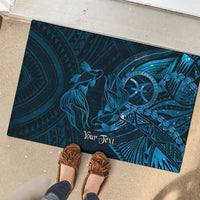Personalised Polynesia Zodiac Pisces Rubber Doormat Galaxy Polynesian Pattern Chest Tattoo Style