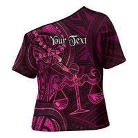 Personalised Polynesia Zodiac Libra Cross Shoulder Shirt Galaxy Polynesian Pattern Chest Tattoo Style