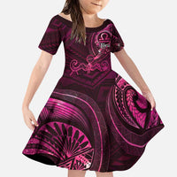 Personalised Polynesia Zodiac Libra Family Matching Off The Shoulder Long Sleeve Dress and Hawaiian Shirt Galaxy Polynesian Pattern Chest Tattoo Style