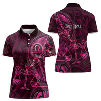 Personalised Polynesia Zodiac Libra Women Polo Shirt Galaxy Polynesian Pattern Chest Tattoo Style