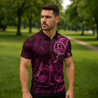 Personalised Polynesia Zodiac Libra Zipper Polo Shirt Galaxy Polynesian Pattern Chest Tattoo Style