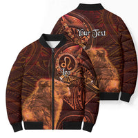 Personalised Polynesia Zodiac Leo Bomber Puffer Jacket Galaxy Polynesian Pattern Chest Tattoo Style