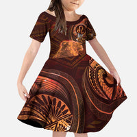 Personalised Polynesia Zodiac Leo Family Matching Long Sleeve Bodycon Dress and Hawaiian Shirt Galaxy Polynesian Pattern Chest Tattoo Style